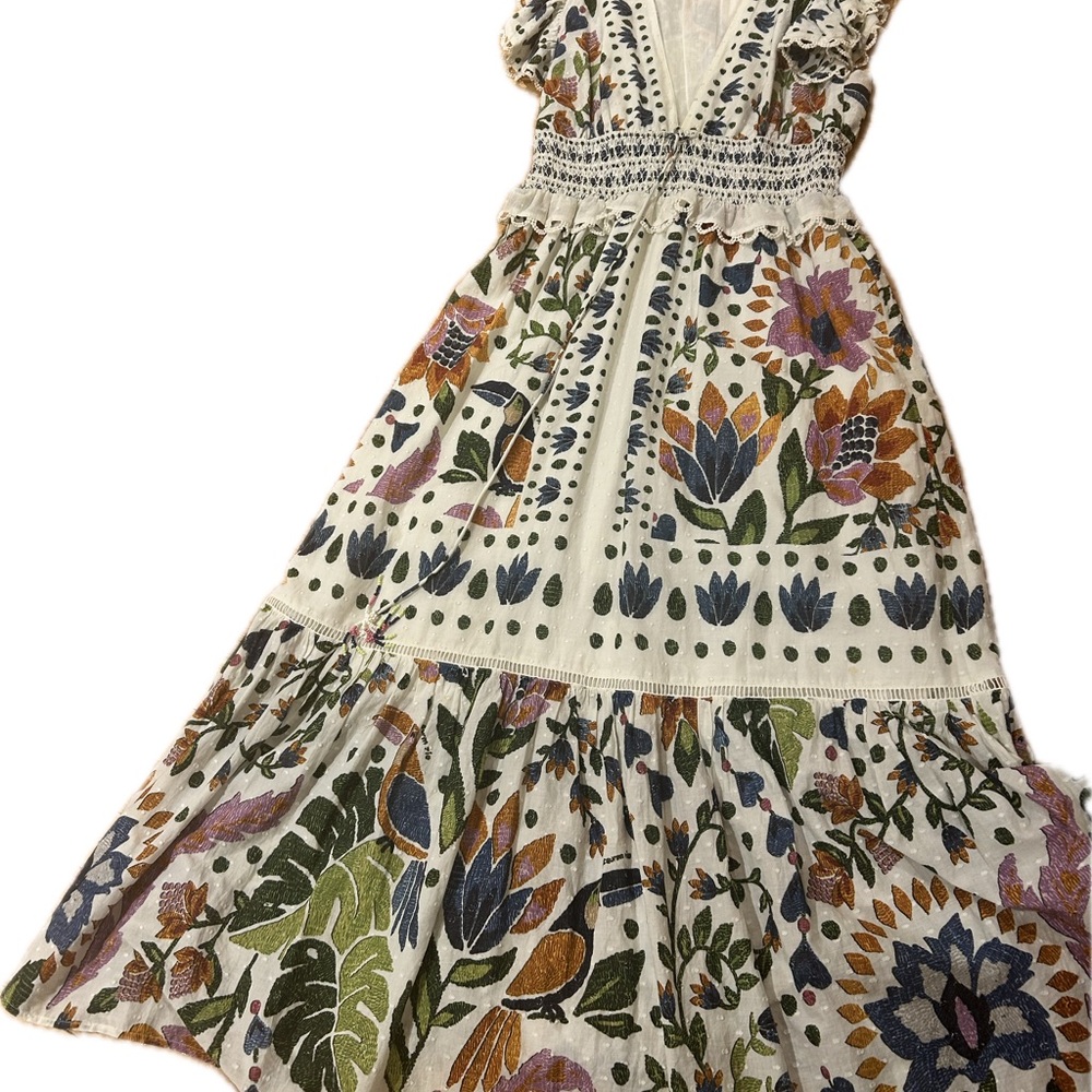 Farm Rio-Floral Print V-Neck Dress